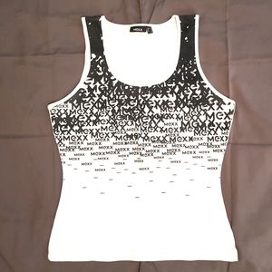 Vintage MEXX black + white logo fade tank top